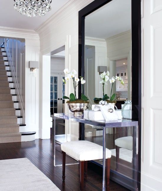 Marcus Design {mirrors behind console tables}